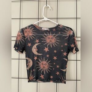 Romwe Mesh Celestial Top